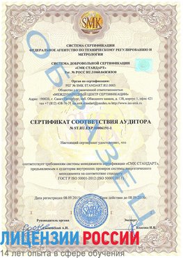 Образец сертификата соответствия аудитора №ST.RU.EXP.00006191-1 Лосино-Петровский Сертификат ISO 50001