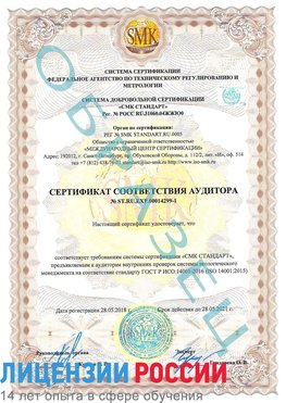 Образец сертификата соответствия аудитора №ST.RU.EXP.00014299-1 Лосино-Петровский Сертификат ISO 14001